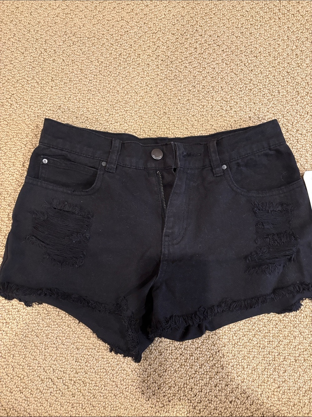 Billabong Black Distressed Frayed Hem Denim Shorts